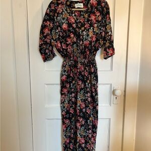 Vintage Floral Black Dress